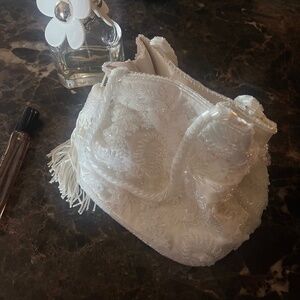 Vintage white beaded purse